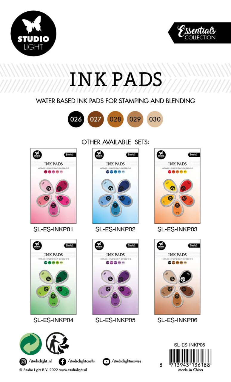 Studio Light SL Ink Pads Water Based Shades Of Brown Essential Tools 215x130x21mm 5 PC nr.06